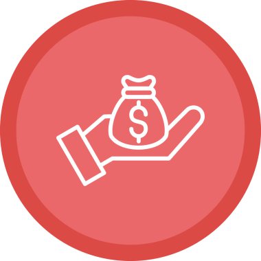 Dolar işaretli el çantası, düz vektör simgesi, yatırım konsepti.