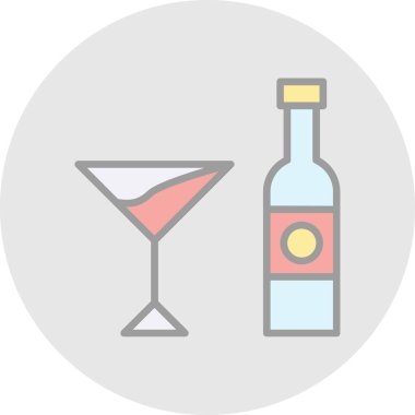 Kokteyl ikonu vektör illüstrasyonu