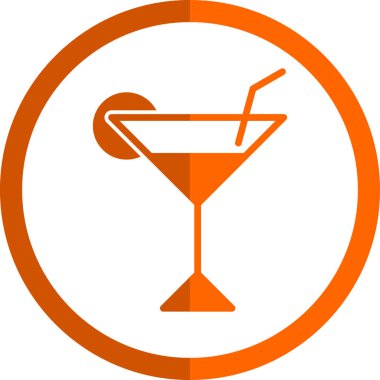 Kokteyl ikonu ya da limonla imzalayıp saman içmek. Vektör illüstrasyonu.