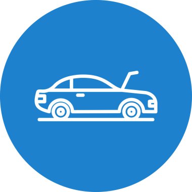 Kaputu açık bir araba. Otomobil servisi. Basit vektör illüstrasyonu 