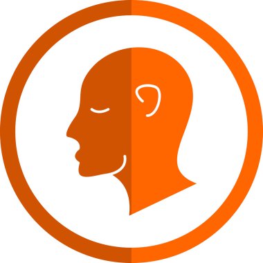 Erkek baş düz ikon. Vektör biçimi düz sarı bir semboldür.