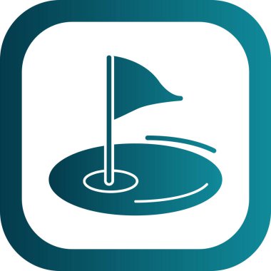 düz Golf bayrağı simgesi, vektör illüstrasyonu