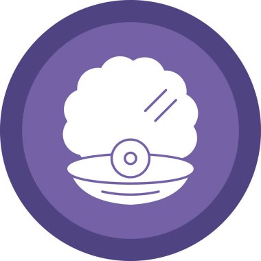 Kabuk kabuğu simgesinde inci, vektör illüstrasyonu