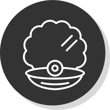 Kabuk kabuğu simgesinde inci, vektör illüstrasyonu