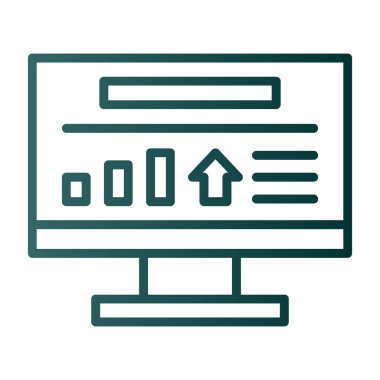 Grafik ekran simgesi olan monitör. çizgi tasarımı. vektör