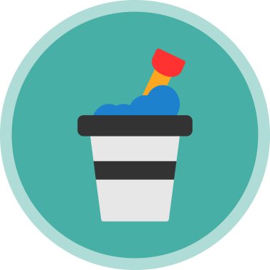 Kum kovası kürek ağ simgesi, basit vektör illüstrasyonu