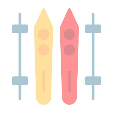 Kayaklar ve çubuklar simgesi, vektör basit illüstrasyon