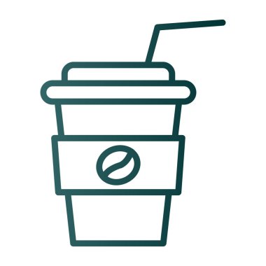 Saman içen kağıt kahve fincanı. Kafe logosu. Vektör.