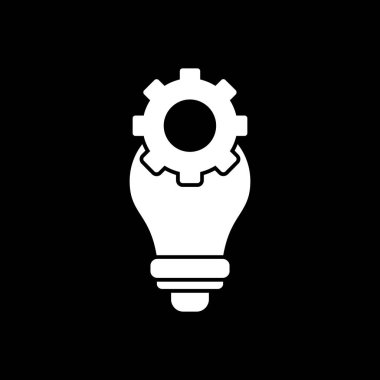 Dişli simgesi olan ampul, vektör illüstrasyon grafik tasarımı