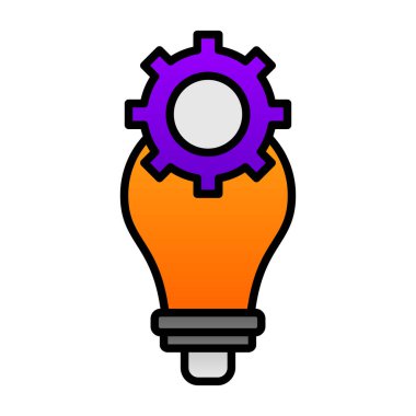 Dişli simgesi olan ampul, vektör illüstrasyon grafik tasarımı