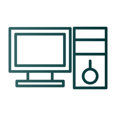 Masaüstü bilgisayar simgesi, vektör illüstrasyonu basit tasarım