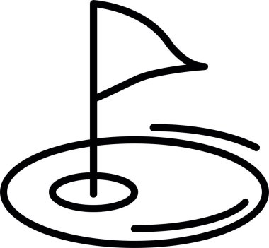 düz Golf bayrağı simgesi, vektör illüstrasyonu