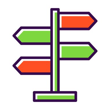 Yön, işaret direği simgesi. Basit vektör illüstrasyonu