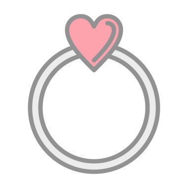 Kalp şeklindeki değerli yüzüğün simgesi, vektör illüstrasyonu