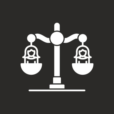 Çizgi simgesi, vektör illüstrasyonunda iki kişi ile denge ölçekleri 