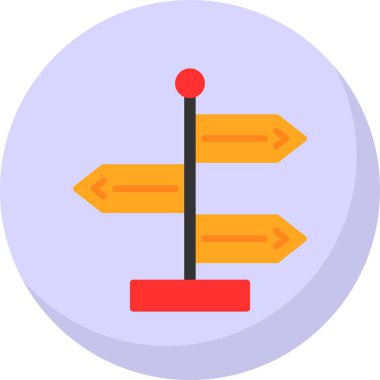 Yön, işaret direği simgesi. Basit vektör illüstrasyonu