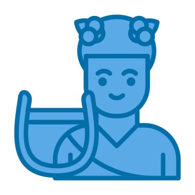 Mavi elbiseli ve eşarplı bir adamın vektör çizimi