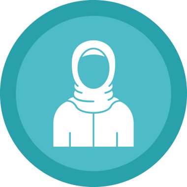 Eşarp simgesi, avatar, vektör illüstrasyon tasarımı olan Müslüman kadın 