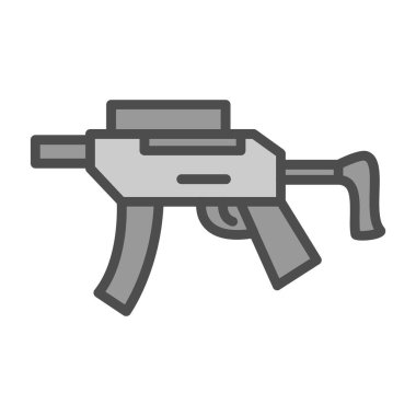 Çizgi film tarzında beyaz arkaplanda izole edilmiş silah simgesi. askeri ve ordu sembolü vektör illüstrasyonu.