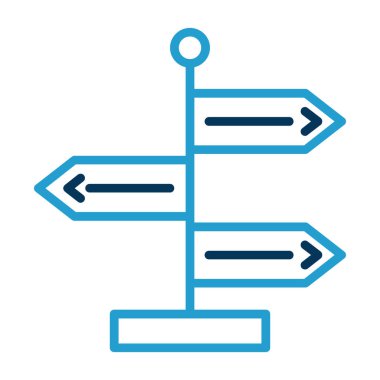 Yön, işaret direği simgesi. Basit vektör illüstrasyonu