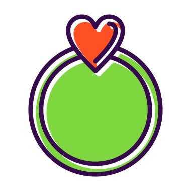 Kalp şeklindeki değerli yüzüğün simgesi, vektör illüstrasyonu