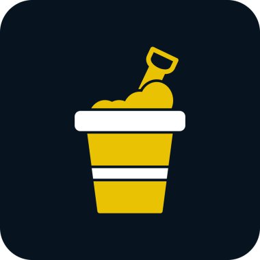 Kum kovası kürek ağ simgesi, basit vektör illüstrasyonu