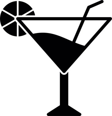 Kokteyl ikonu ya da limonla imzalayıp saman içmek. Vektör illüstrasyonu.