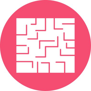 Labirent düz simgesi, vektör illüstrasyonu