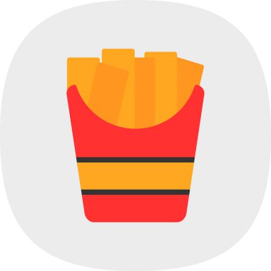 Patates kızartması düz simgesi, vektör çizimi basit tasarım