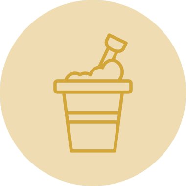 Kum kovası kürek ağ simgesi, basit vektör illüstrasyonu