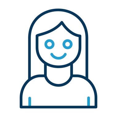 kız düz simgesi, vektör illüstrasyonu