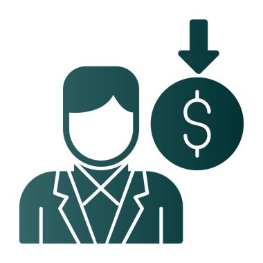 Dolar vektör simgesi. Bu yuvarlak düz sembol beyaz arkaplandaki yumuşak yeşil renkler ve gri renklerdir