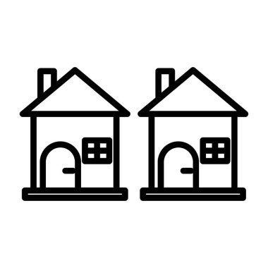 İki ev düz simge, vektör illüstrasyonu