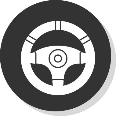 araba direksiyonunun düz simgesi, vektör resimli 