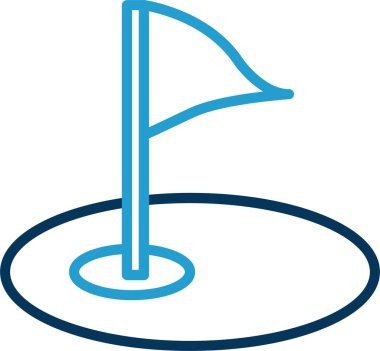 Golf sahası ikonu. Bayrak deliğinde. Vektör izole illüstrasyonu 