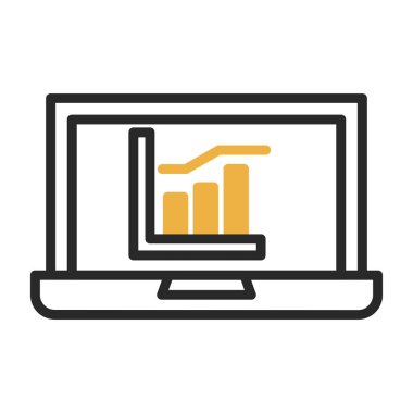 grafik çizelgesi simgesi, vektör illüstrasyonlu bilgisayar ekranı