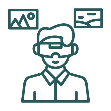 sanal deneyim çizgisi simgesi, konsept, sanal gerçeklik vektör işareti, doğrusal sembol, sembol.