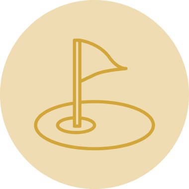 Golf sahası ikonu. Bayrak deliğinde. Vektör izole illüstrasyonu 