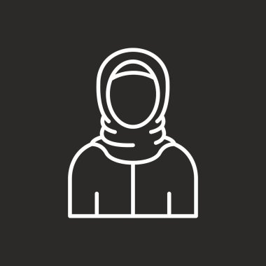 Eşarp simgesi, avatar, vektör illüstrasyon tasarımı olan Müslüman kadın 