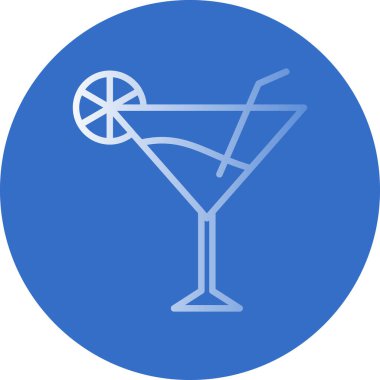 Kokteyl ikonu ya da limonla imzalayıp saman içmek. Vektör illüstrasyonu.