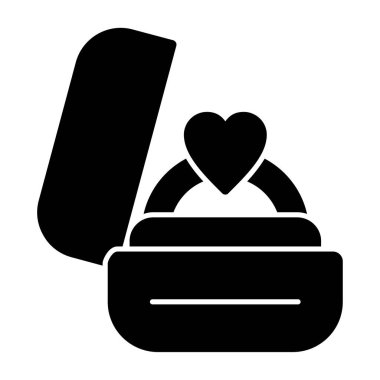 Kalp taşlı nişan yüzüğü. Vektör illüstrasyonu.