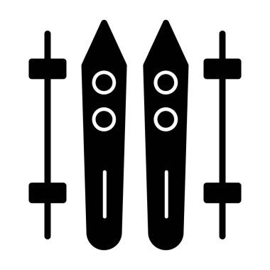 Kayaklar ve çubuklar simgesi, vektör basit illüstrasyon