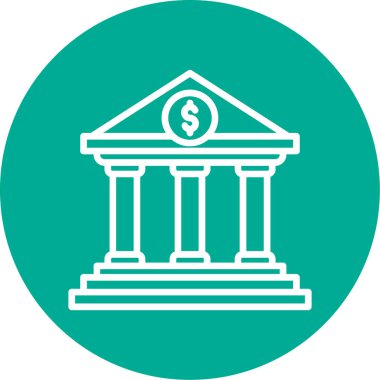 Banka binası vektör simgesi. biçim düz semboldür 
