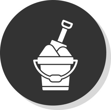 Kum kovası kürek ağ simgesi, basit vektör illüstrasyonu