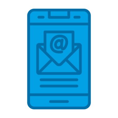 E- posta simgesi, vektör illüstrasyonu. Zarf resimli akıllı telefon