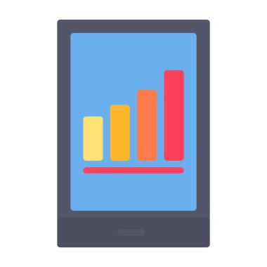 Grafik simgesi ve vektör illüstrasyonlu tablet