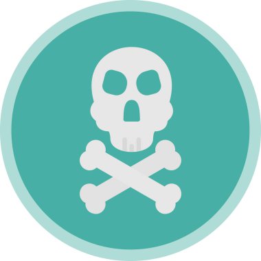 Kemik vektör simgesi. Bu yuvarlak düz sembol beyaz arkaplanda gri ve cyan renkleriyle çizilir