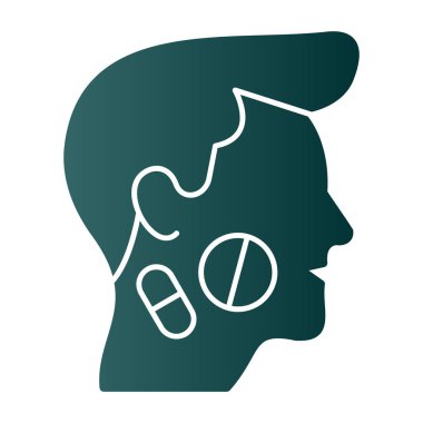 İlaç ikonu olan bir adam. Hapları ve tabletleri olan bir adamın silueti. izole resim.