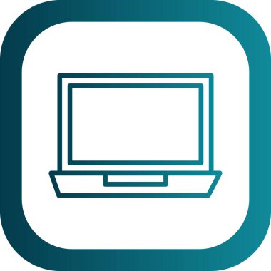 Basit dizüstü bilgisayar simgesi, vektör illüstrasyonu