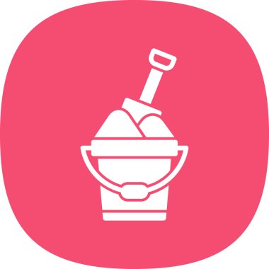 Kum kovası kürek ağ simgesi, basit vektör illüstrasyonu